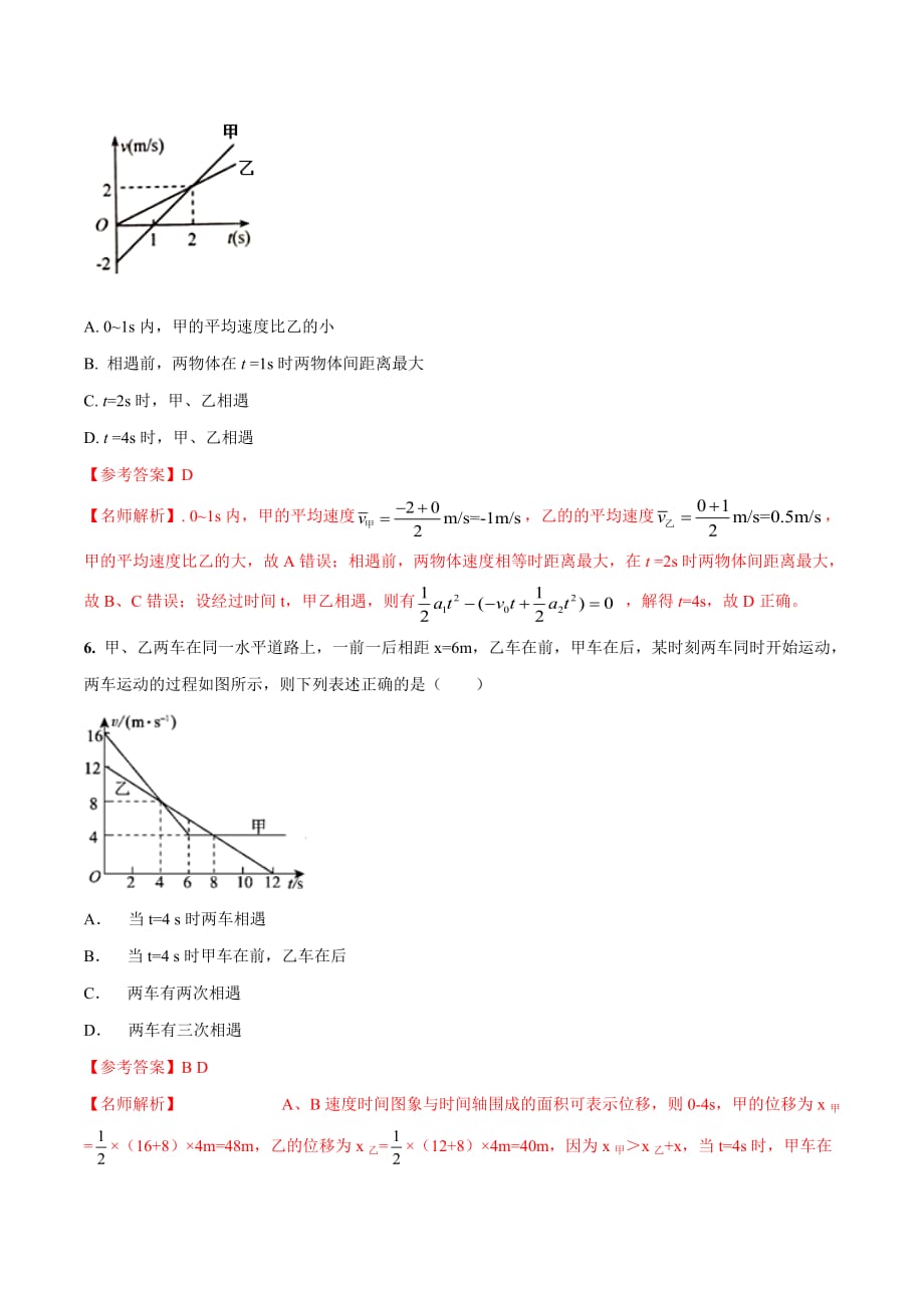 专题1.5 速度图象（提高篇）（解析版）_第4页