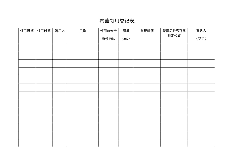 汽油领用登记表_第1页