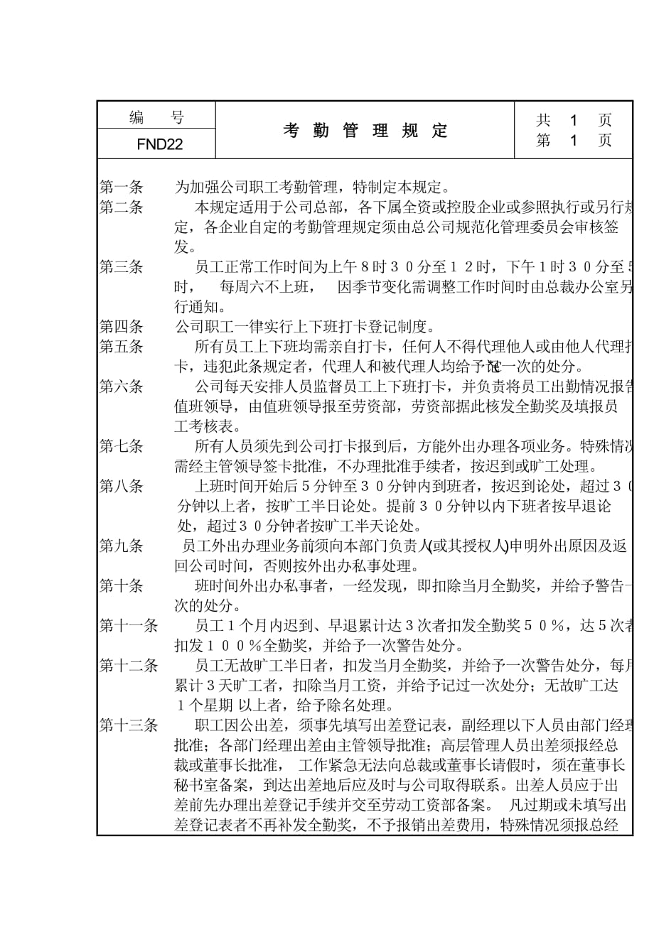 企业考勤管理制度.doc_第1页