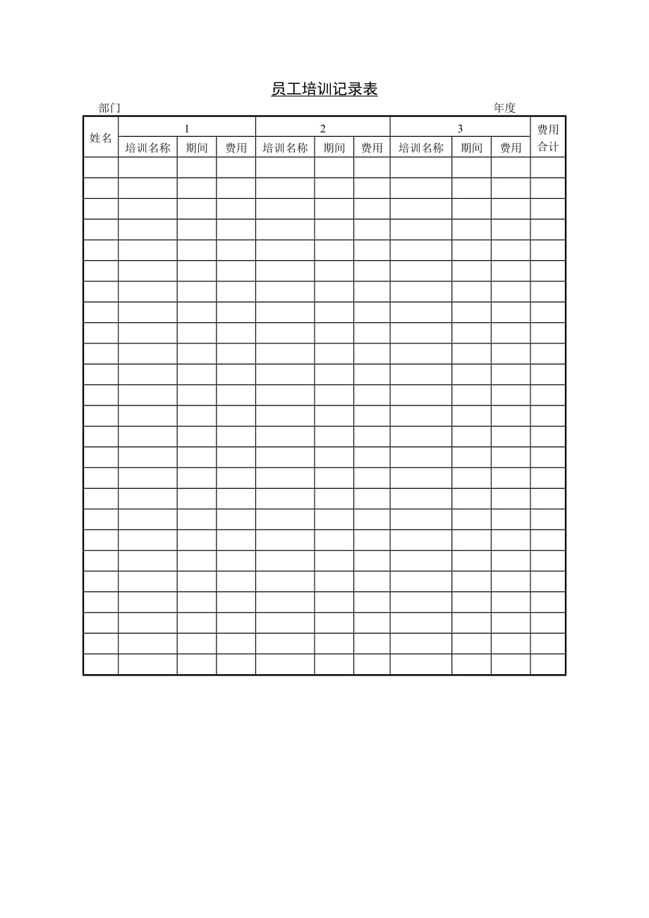 第六节 员工培训记录表.doc_第1页