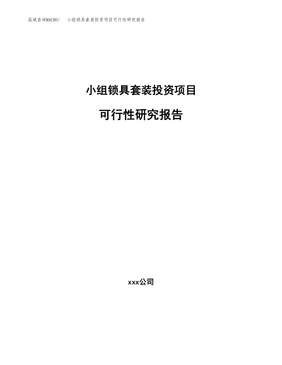 小组锁具套装投资项目可行性研究报告（总投资19000万元）.docx_第1页