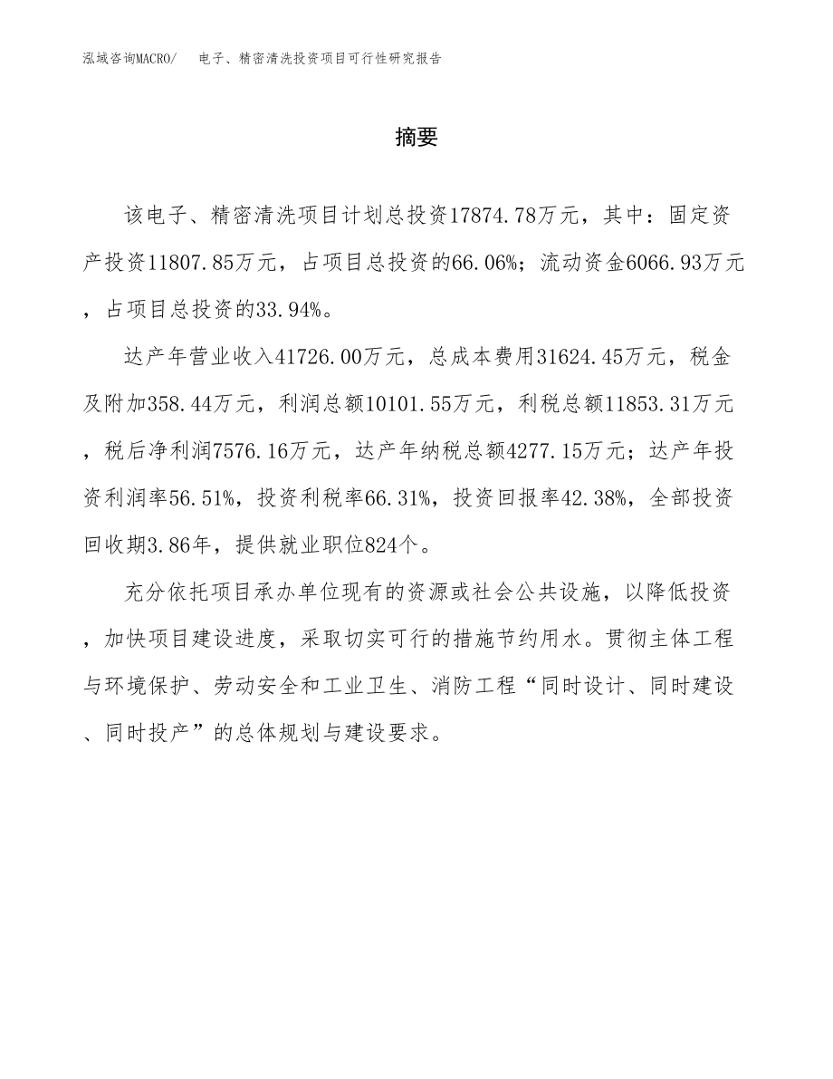 电子、精密清洗投资项目可行性研究报告（总投资18000万元）.docx_第2页