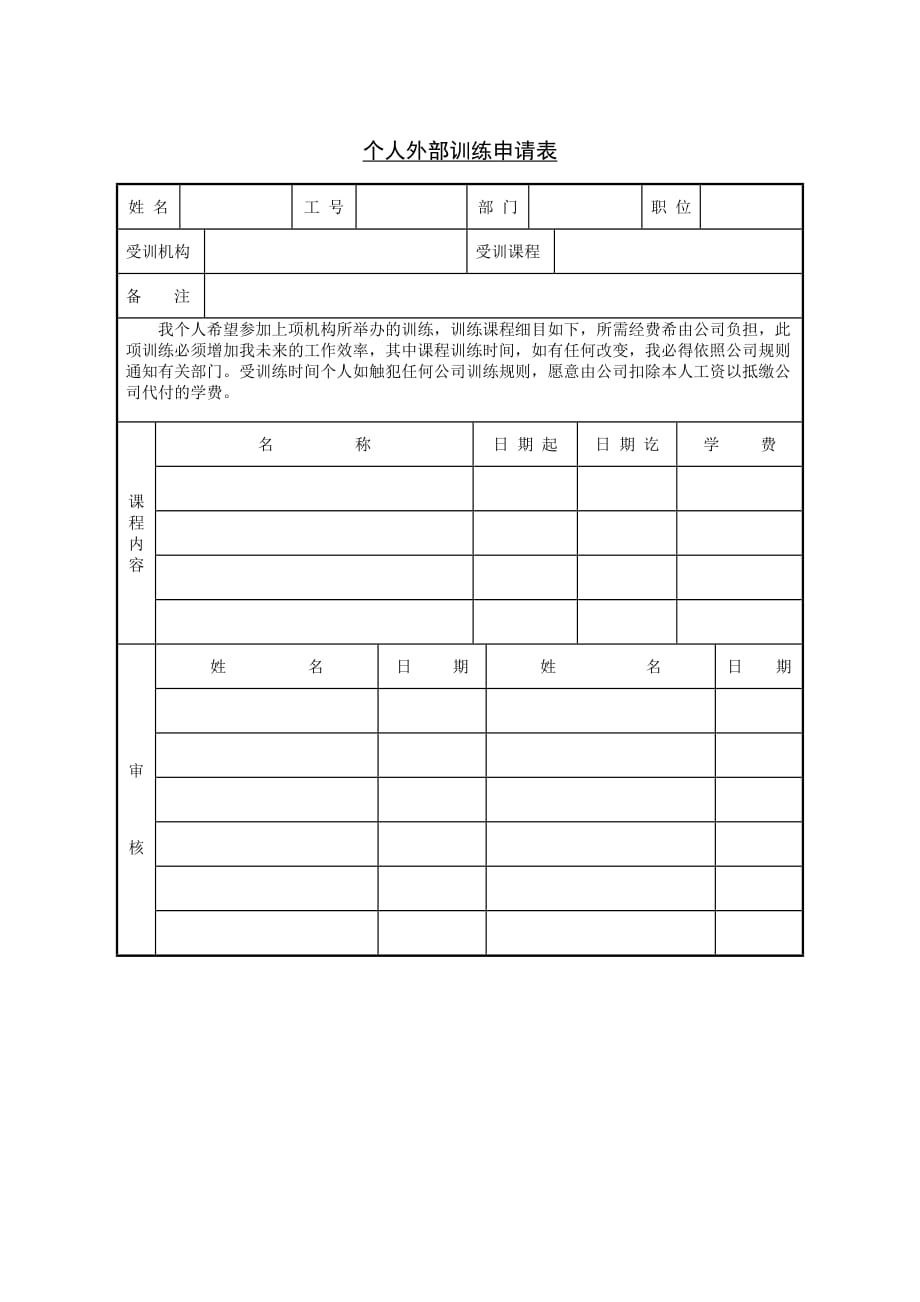 个人外部训练申请表.doc_第1页