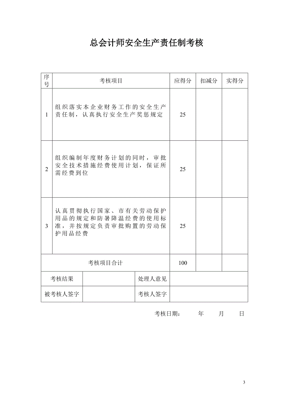 安全生产责任制考核制度考核表_第3页