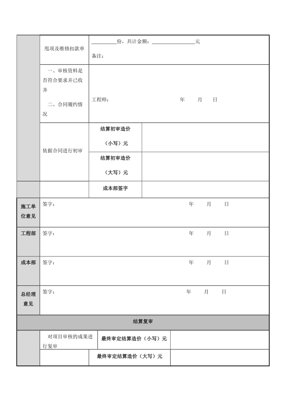 工程结算资料交接单,结算审批表及财务结算单(1)_第3页