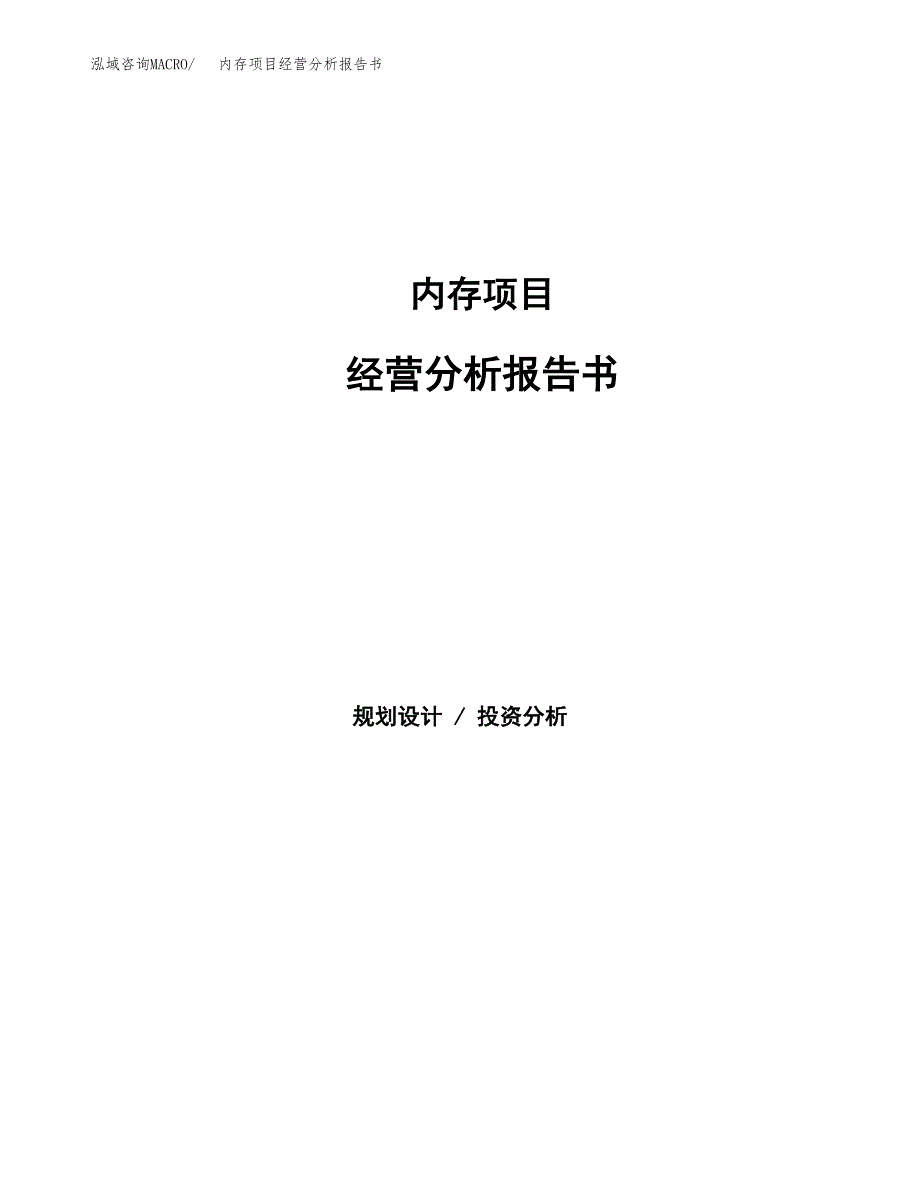 内存项目经营分析报告书（总投资4000万元）（21亩）.docx_第1页