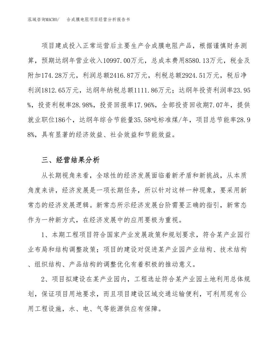 合成膜电阻项目经营分析报告书（总投资10000万元）（50亩）.docx_第5页