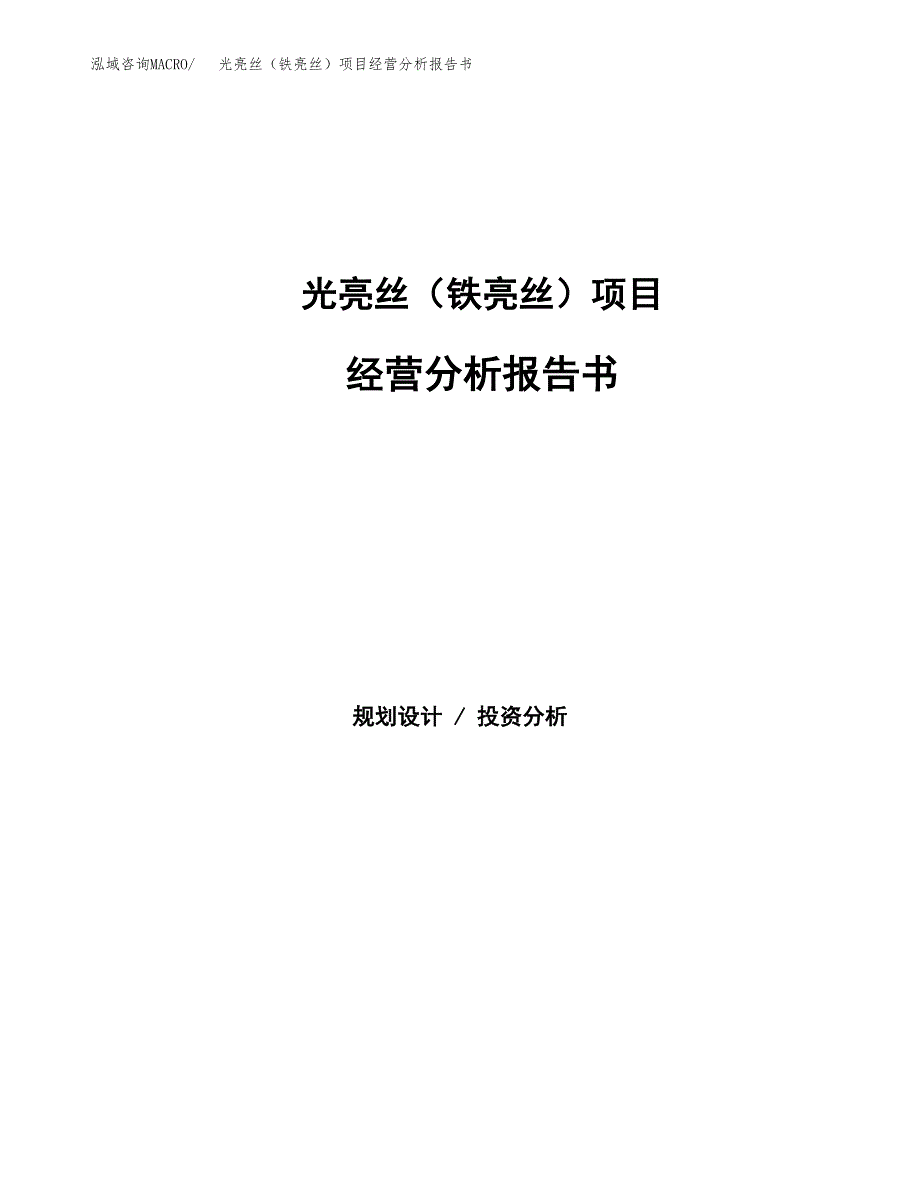 光亮丝（铁亮丝）项目经营分析报告书（总投资6000万元）（23亩）.docx_第1页