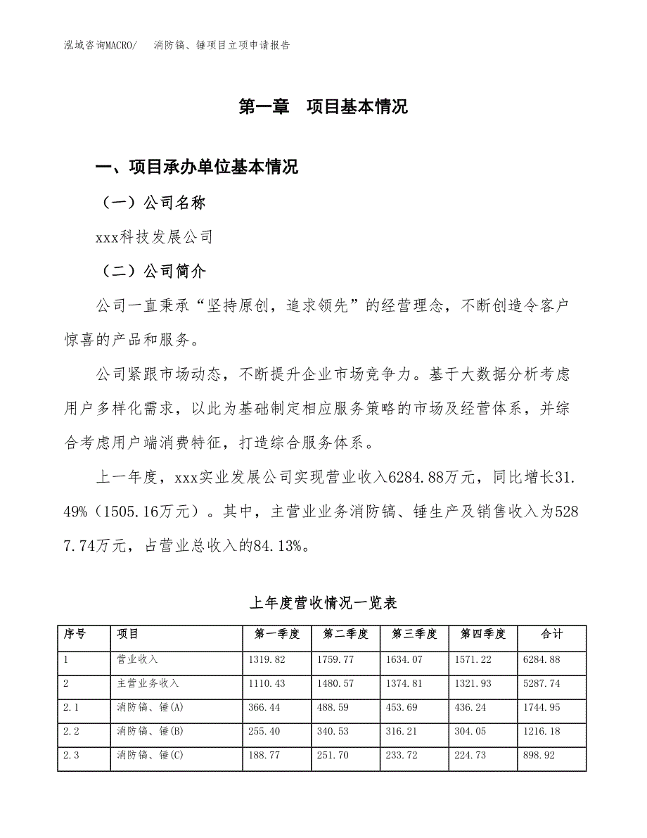 消防镐、锤项目立项申请报告范文模板.docx_第2页