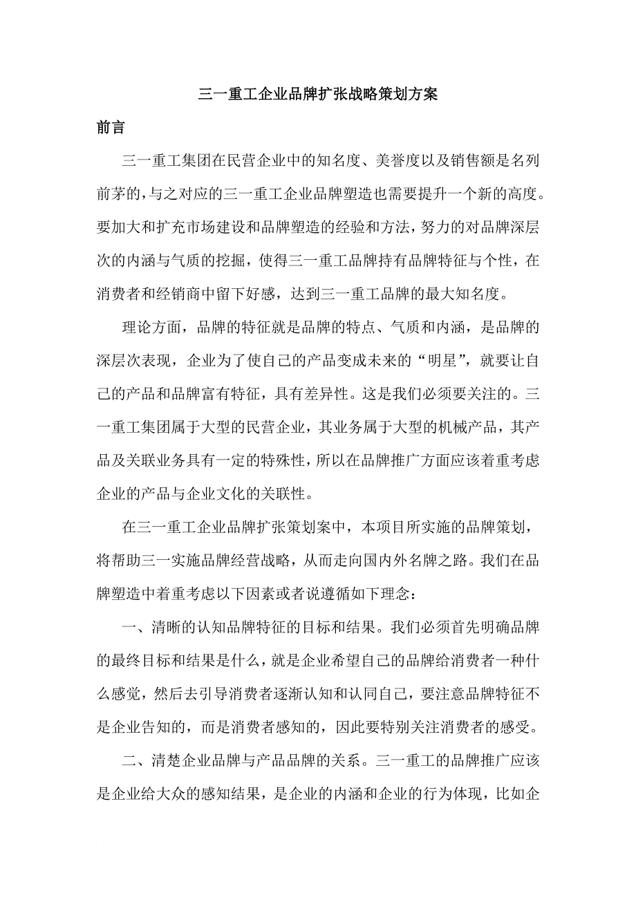 三一重工企业品牌扩张战略策划方案.doc_第1页