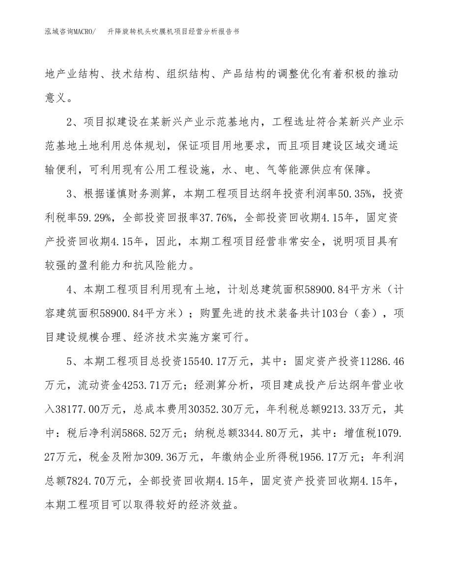 升降旋转机头吹膜机项目经营分析报告书（总投资16000万元）（67亩）.docx_第5页