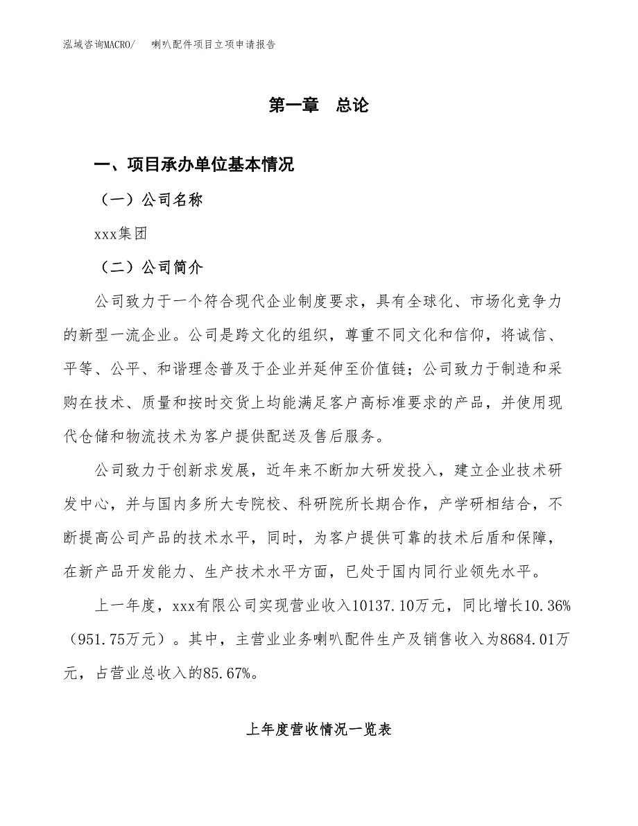 喇叭配件项目立项申请报告范文模板.docx_第2页