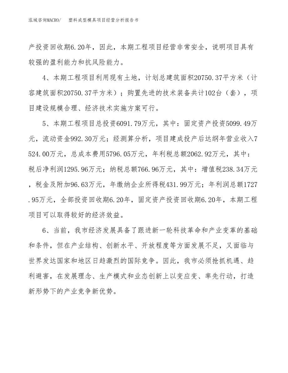 塑料成型模具项目经营分析报告书（总投资6000万元）（26亩）.docx_第5页