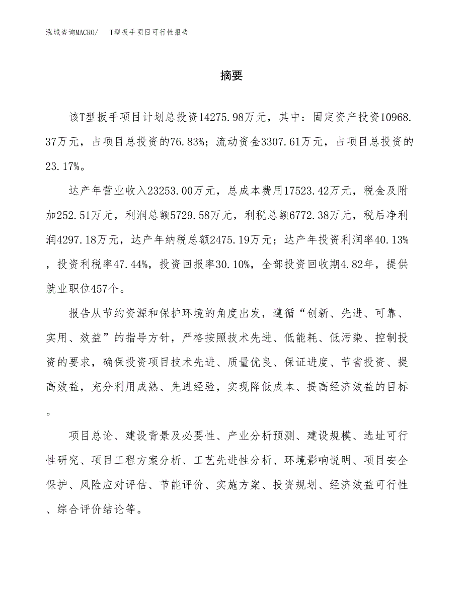 T型扳手项目可行性报告范文（总投资14000万元）.docx_第2页