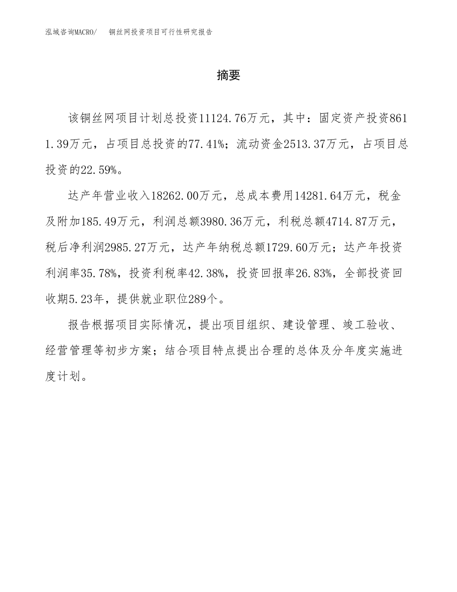 铜丝网投资项目可行性研究报告（总投资11000万元）.docx_第2页