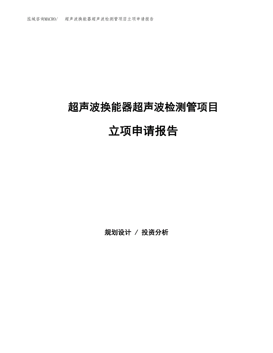 超声波换能器超声波检测管项目立项申请报告范文模板.docx_第1页