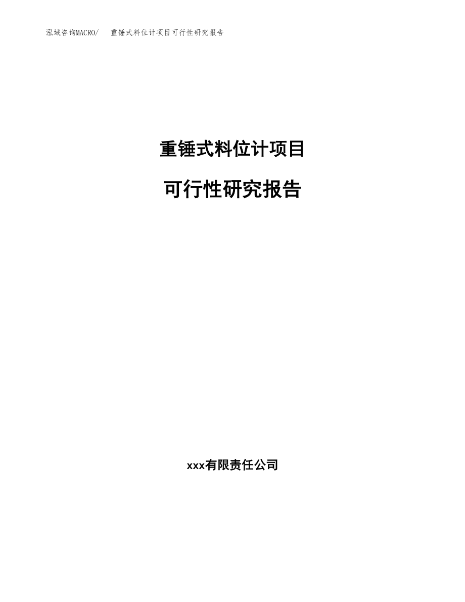 重锤式料位计项目可行性研究报告(立项备案申请模板).docx_第1页