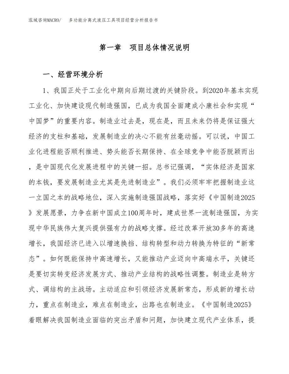 多功能分离式液压工具项目经营分析报告书（总投资10000万元）（39亩）.docx_第2页