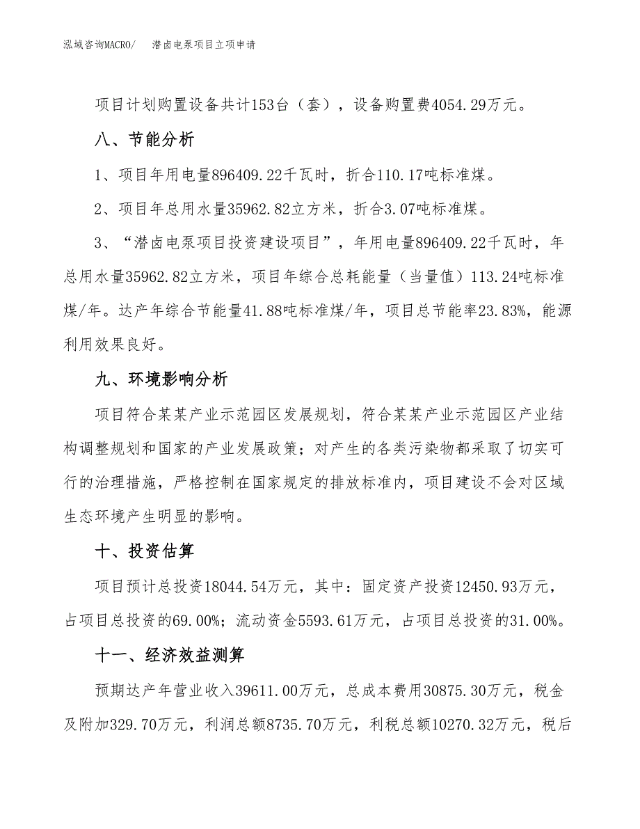 潜卤电泵项目立项申请（案例与参考模板）_第4页