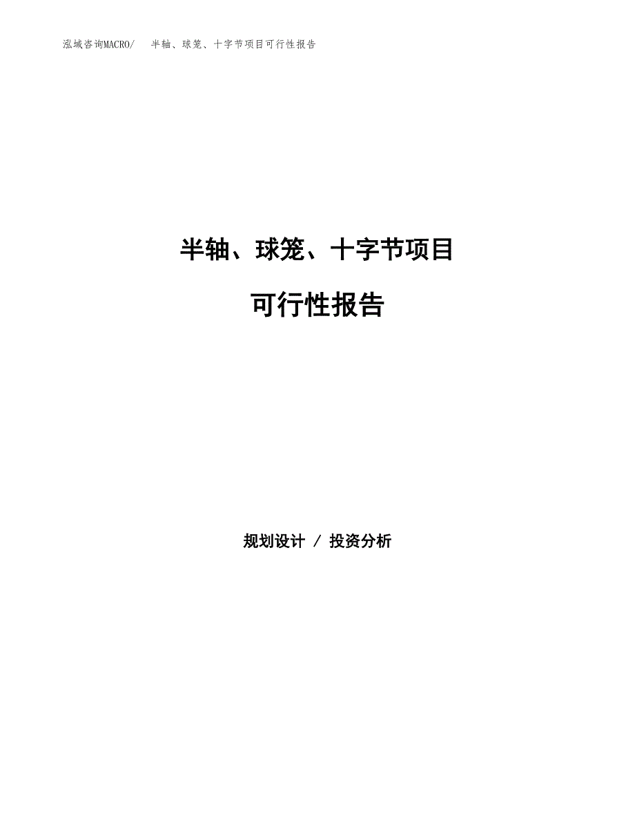 半轴、球笼、十字节项目可行性报告范文（总投资3000万元）.docx_第1页