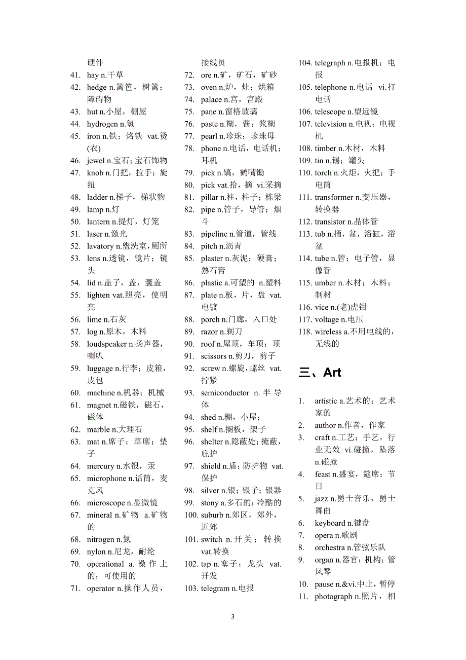 大学英语：四级英语词汇分类汇总_第3页