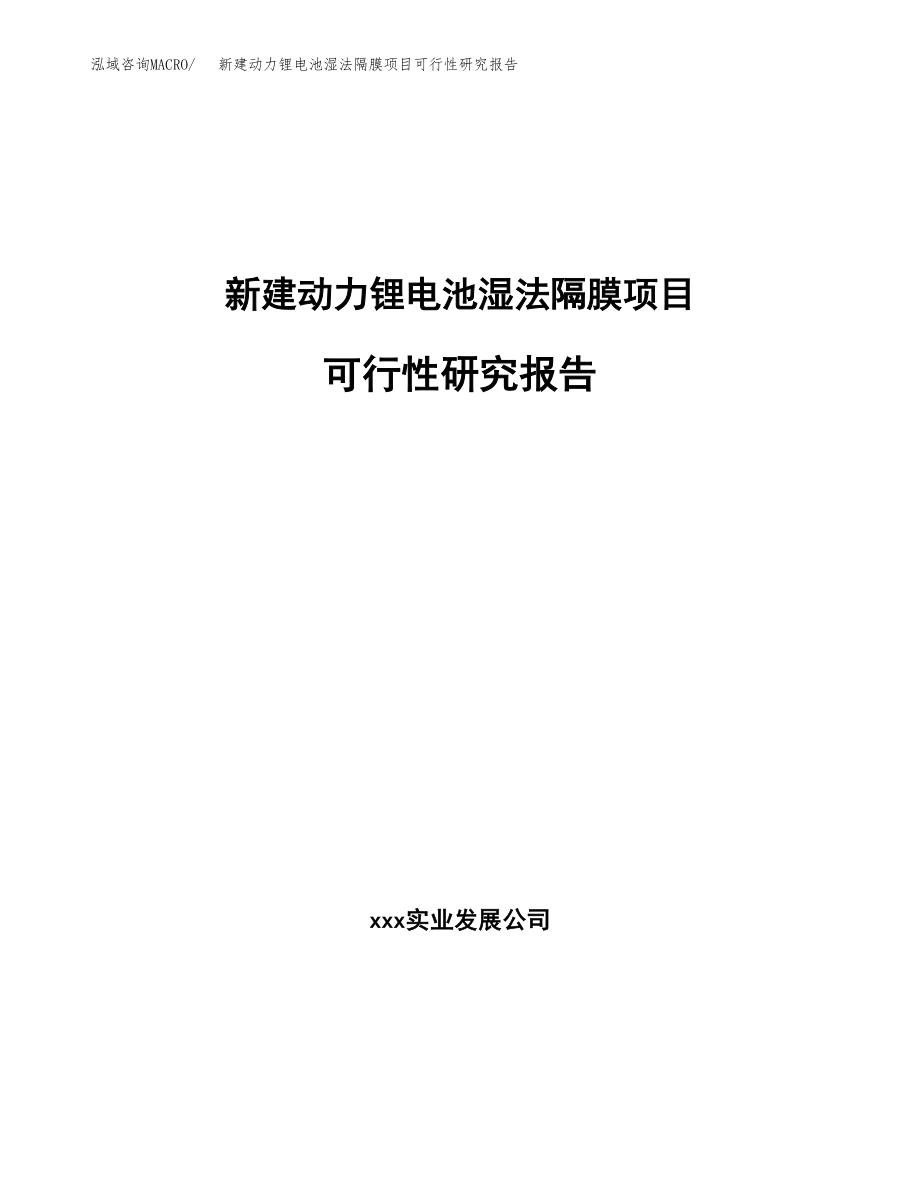 新建动力锂电池湿法隔膜项目可行性研究报告（立项申请模板）_第1页