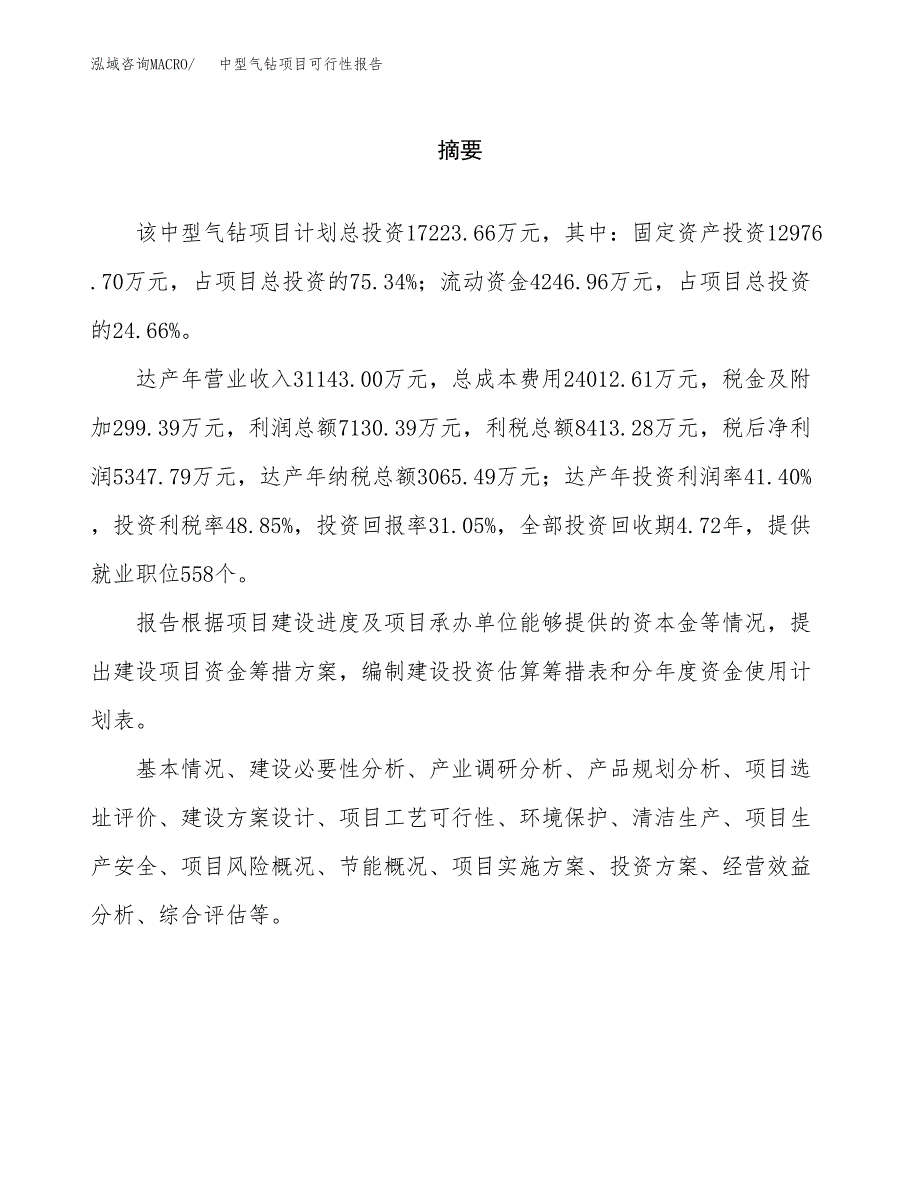 中型气钻项目可行性报告范文（总投资17000万元）.docx_第2页