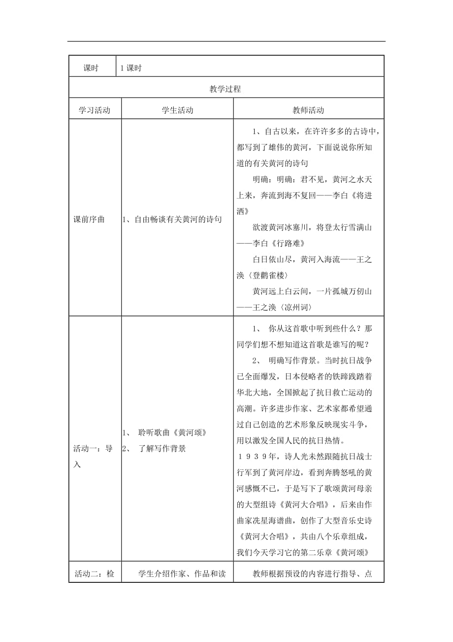 六年级下册语文教案- 黄河颂 鲁教版 (3)_第2页