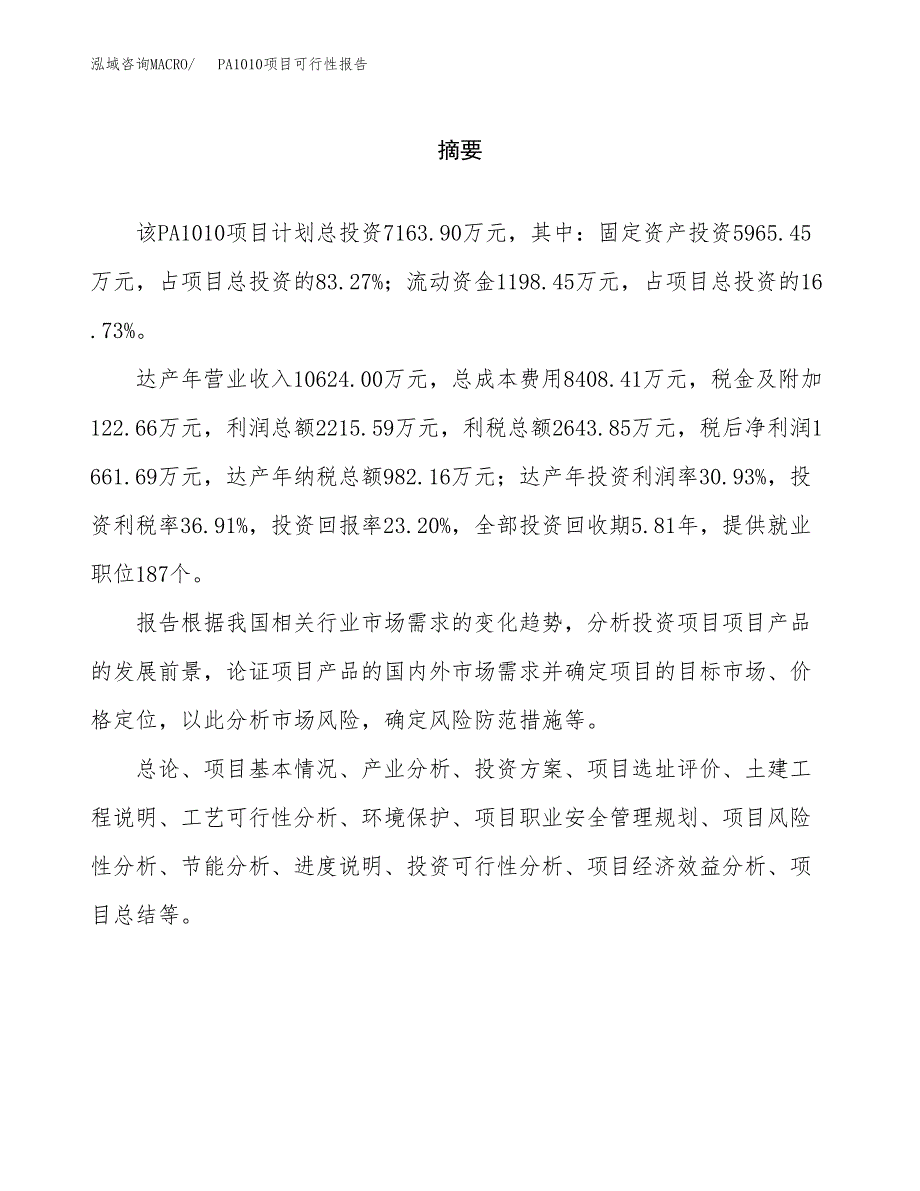 PA1010项目可行性报告范文（总投资7000万元）.docx_第2页