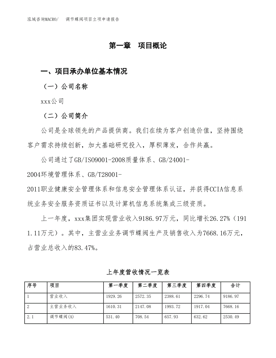 调节蝶阀项目立项申请报告范文模板.docx_第2页