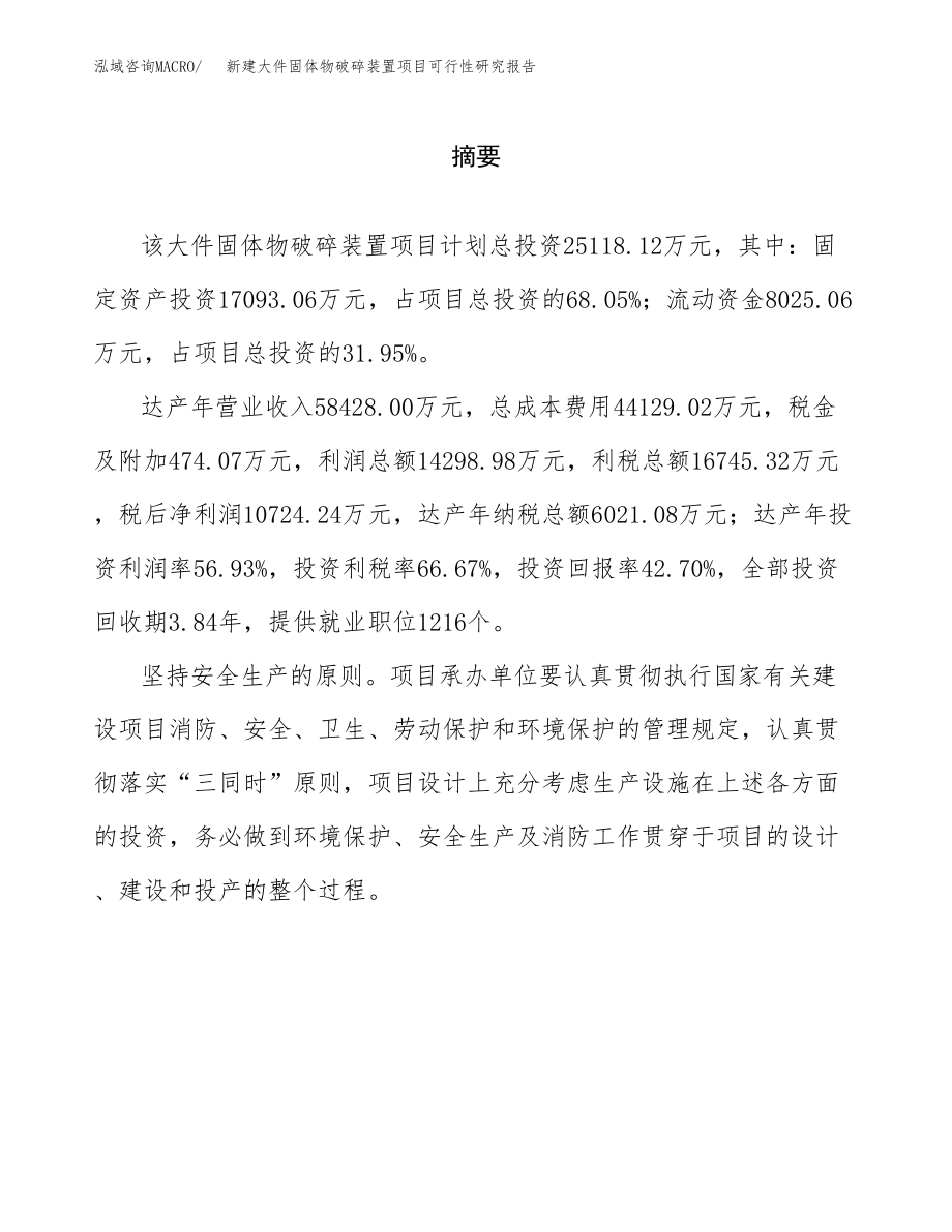 新建大件固体物破碎装置项目可行性研究报告（立项申请模板）_第2页