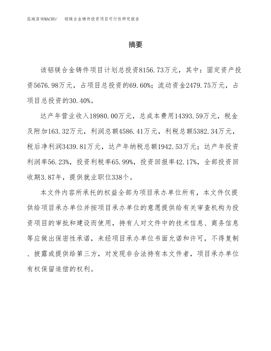 铝镁合金铸件投资项目可行性研究报告（总投资8000万元）.docx_第2页