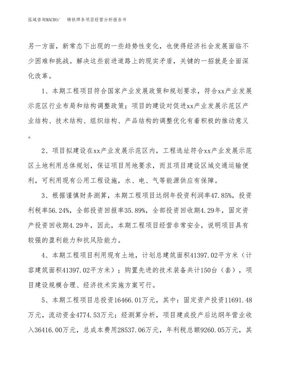 铸铁焊条项目经营分析报告书（总投资16000万元）（61亩）.docx_第5页