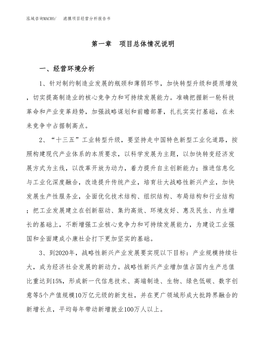 滤膜项目经营分析报告书（总投资5000万元）（22亩）.docx_第2页