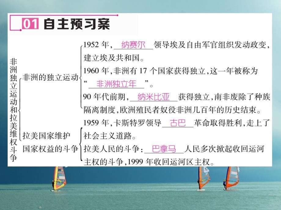 2018春九年级历史下册 第六单元 亚非拉国家的的、独立和振兴 第15课 非洲独立运动和拉美国家维护国家权益的斗争作业课件 岳麓版_第5页