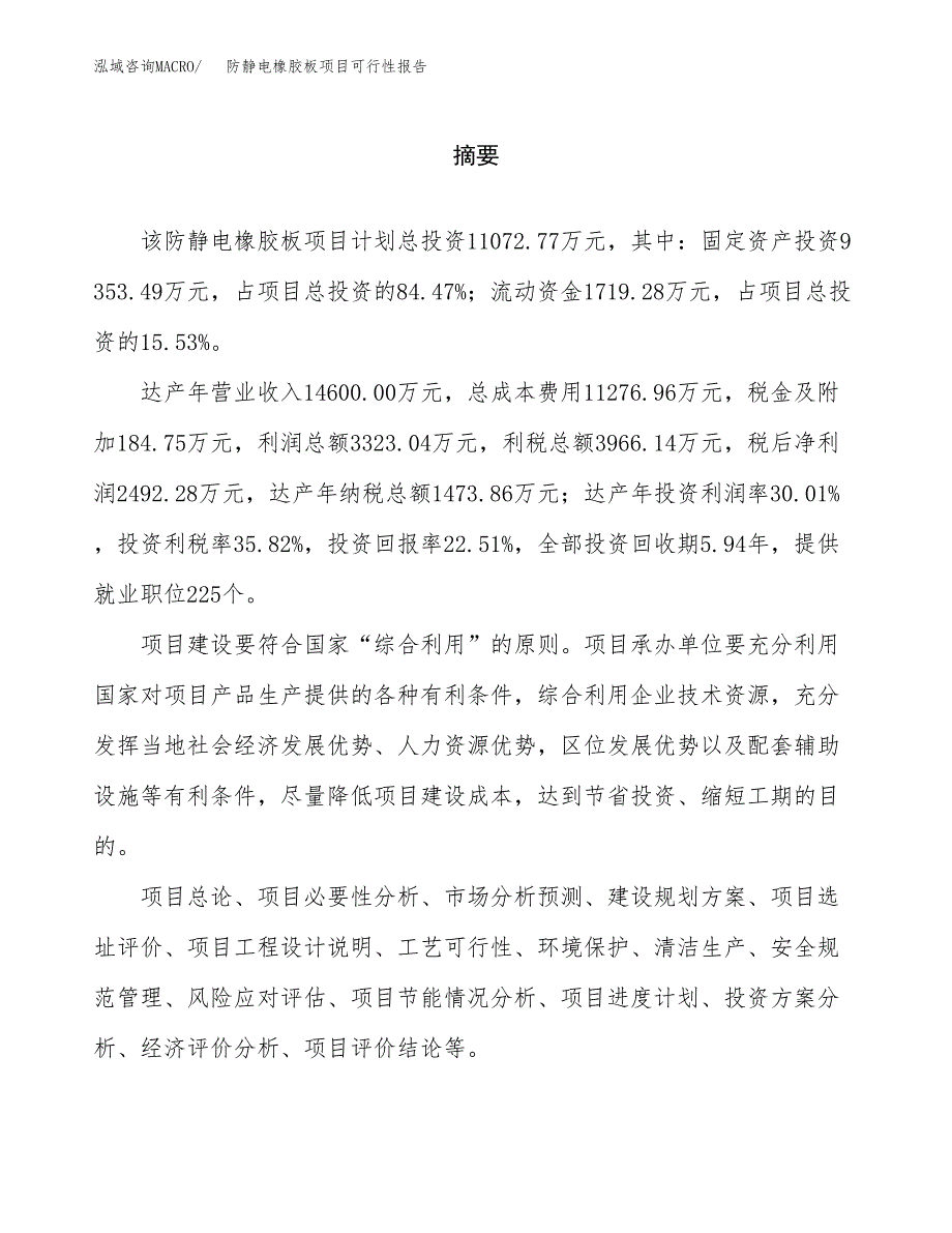 防静电橡胶板项目可行性报告范文（总投资11000万元）.docx_第2页