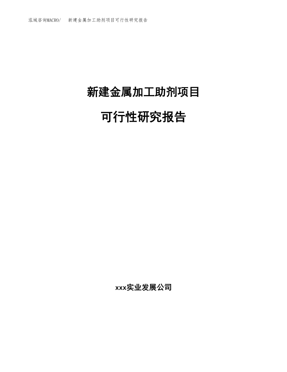 新建金属加工助剂项目可行性研究报告（立项申请模板）_第1页