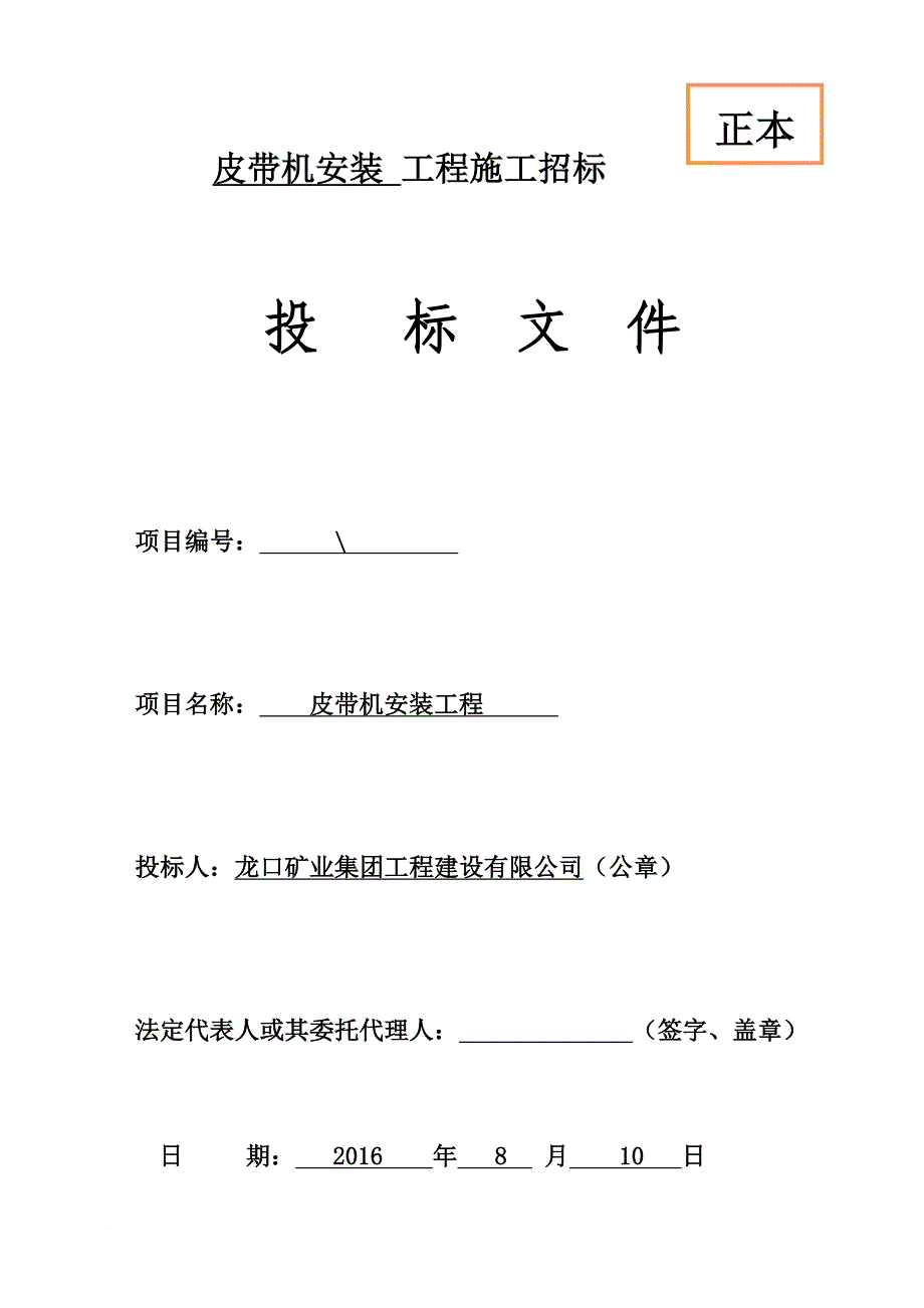 某矿业集团公司皮带机安装工程施工招标文件.doc_第1页