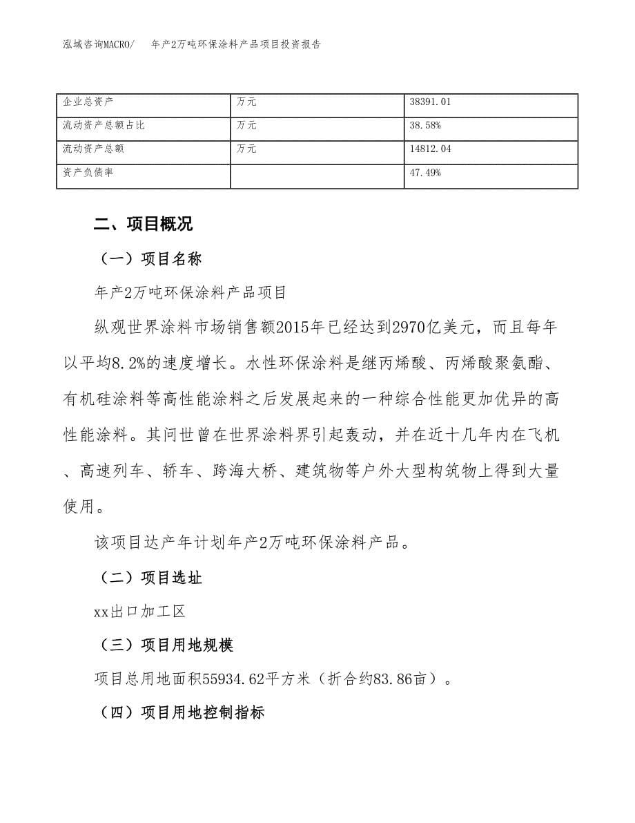 年产2万吨环保涂料产品项目投资报告_第5页