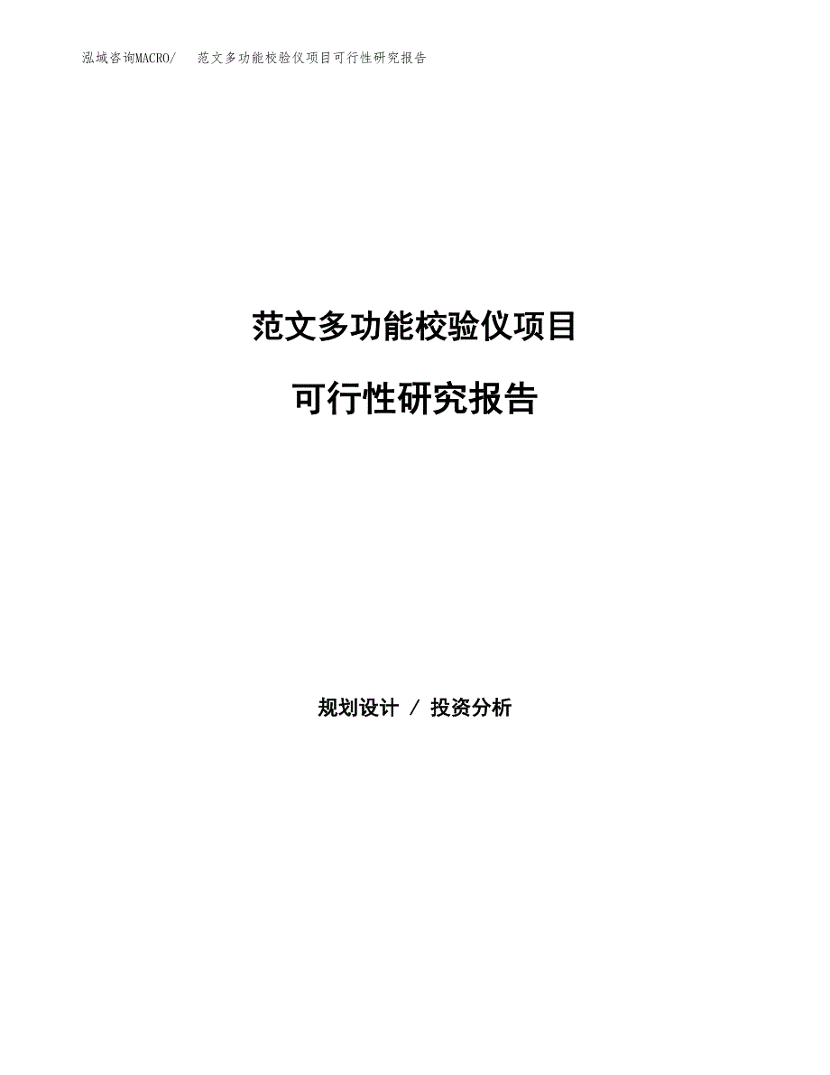 范文多功能校验仪项目可行性研究报告(立项申请).docx_第1页