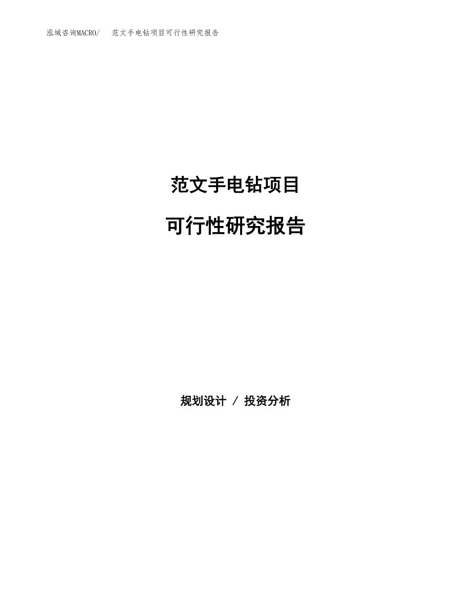 范文手电钻项目可行性研究报告(立项申请).docx_第1页