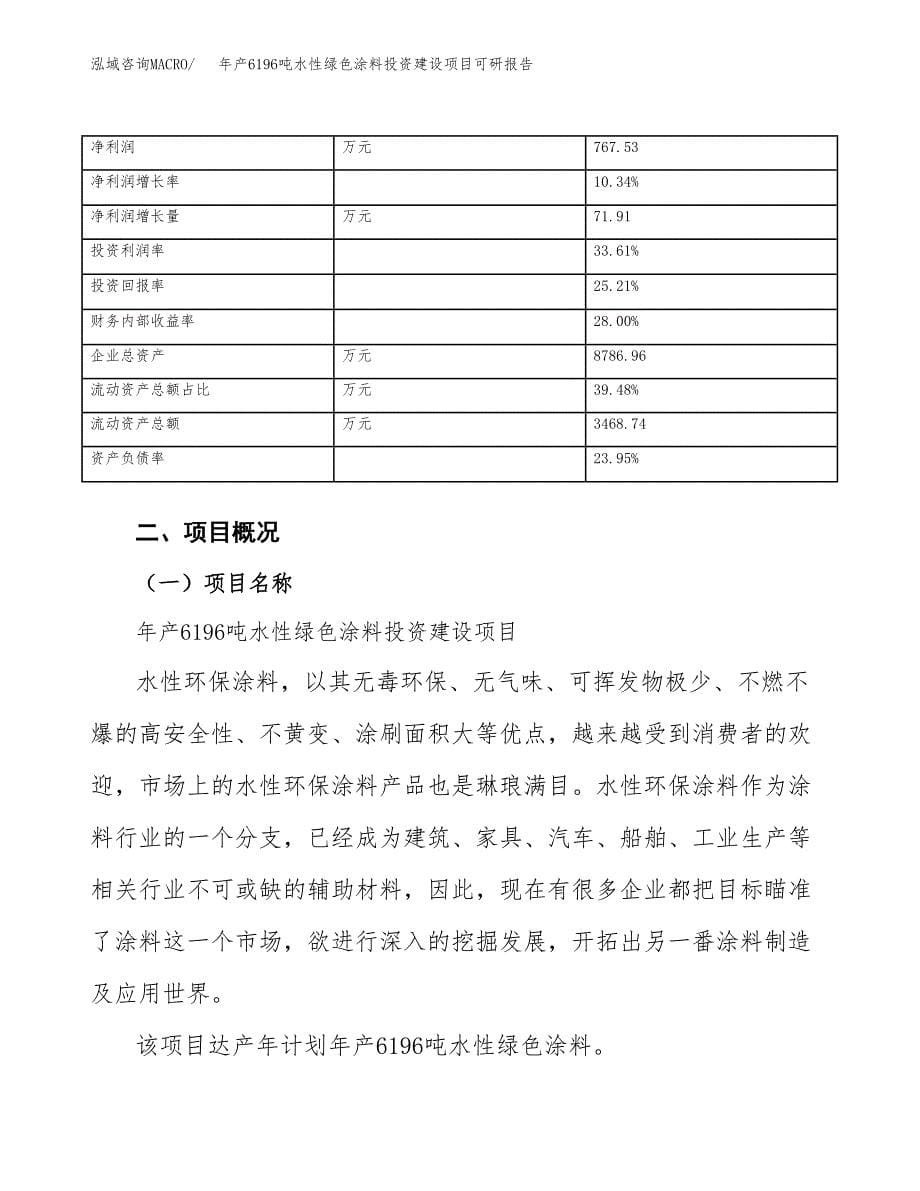 年产6196吨水性绿色涂料投资建设项目可研报告_第5页