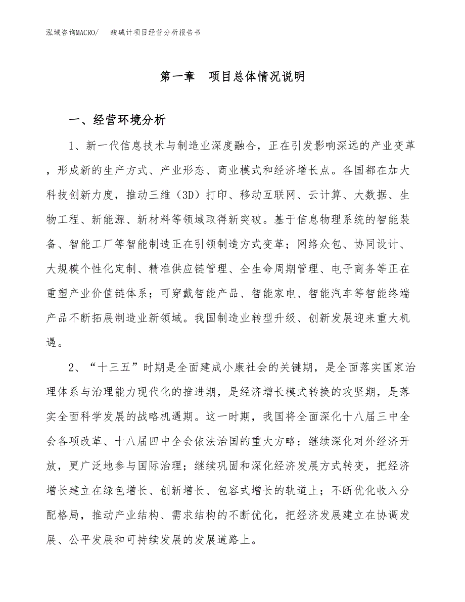 酸碱计项目经营分析报告书（总投资10000万元）（46亩）.docx_第2页