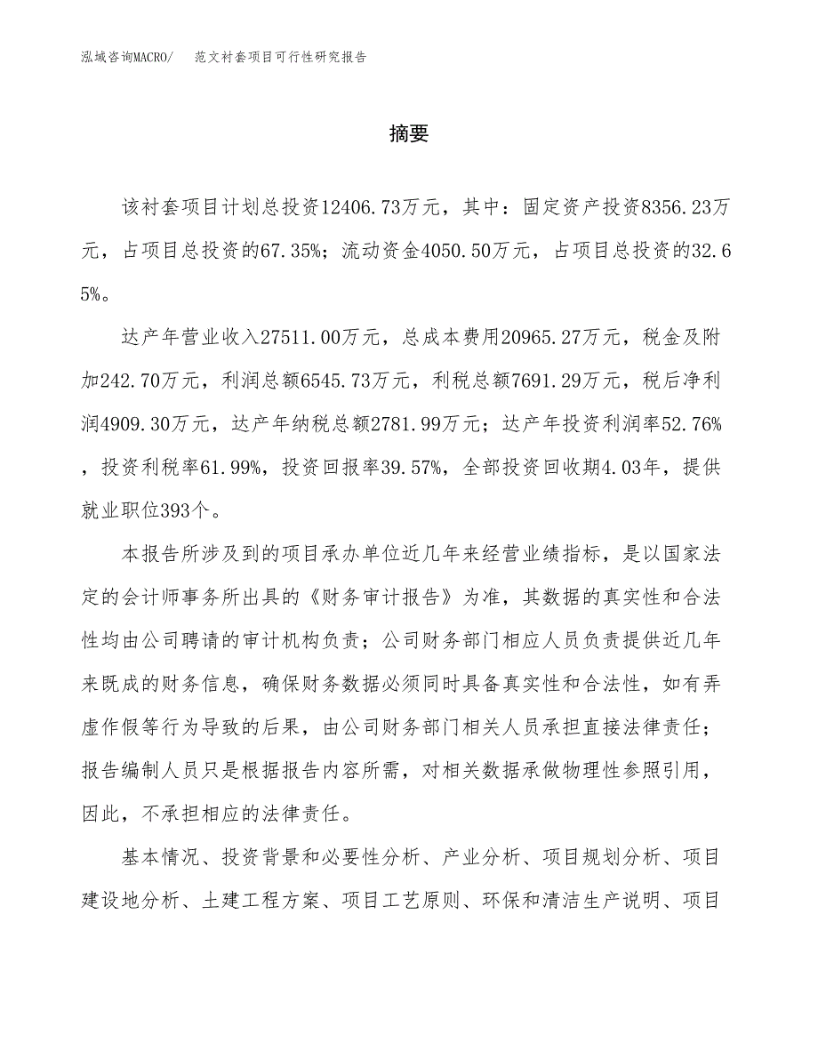 范文衬套项目可行性研究报告(立项申请).docx_第2页