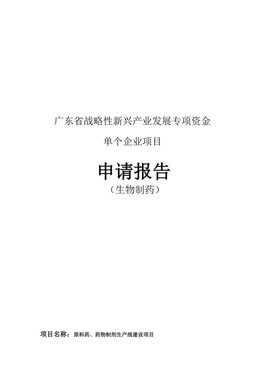 广东省单个企业项目申请报告.doc_第1页