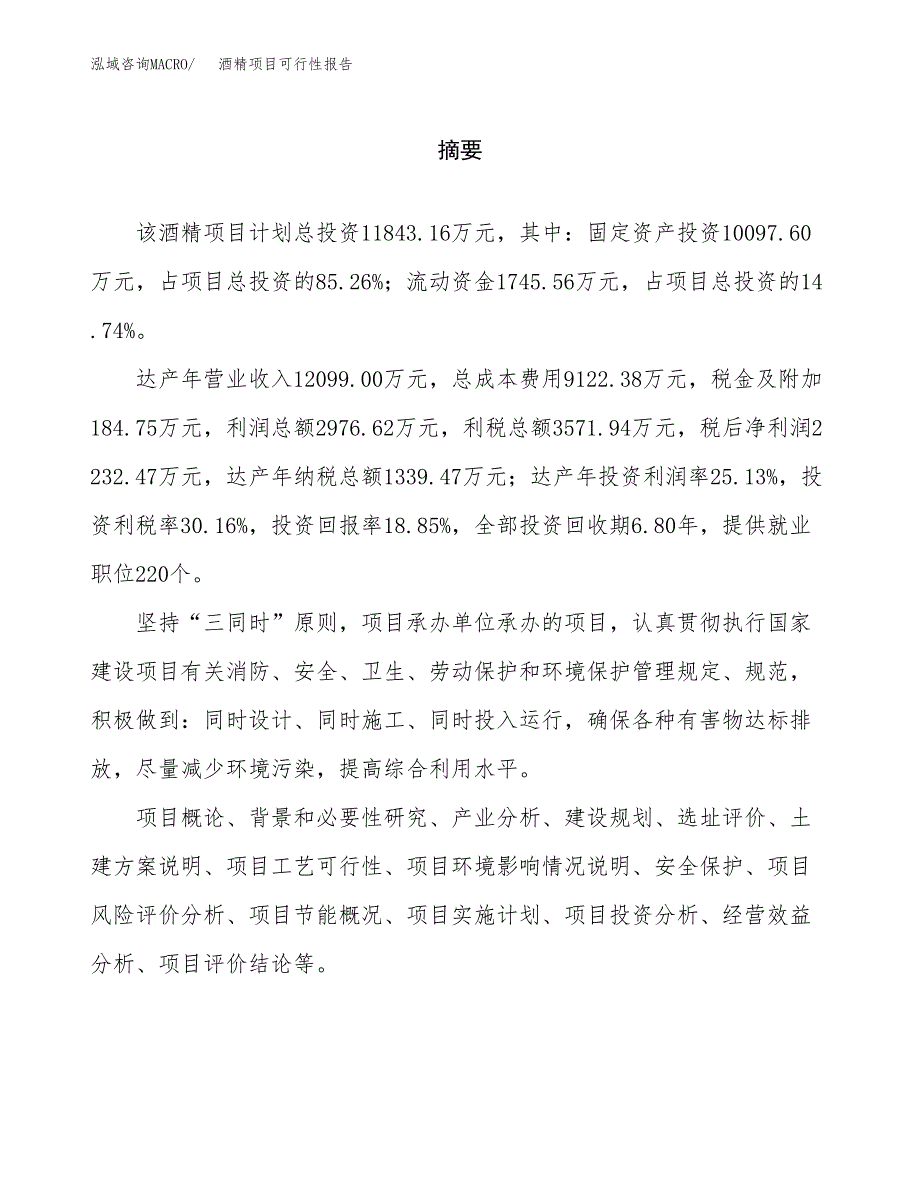 酒精项目可行性报告范文（总投资12000万元）.docx_第2页