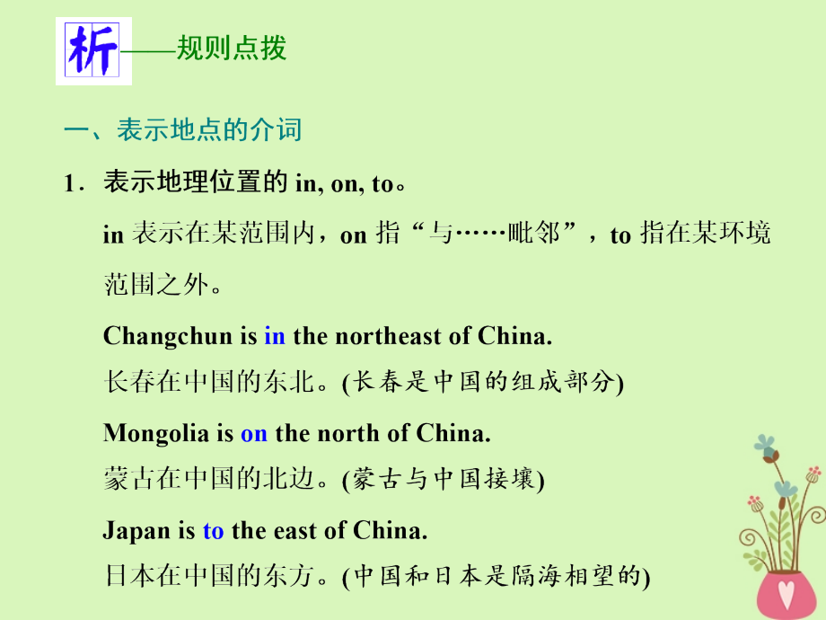 2019版高考英语一轮复习 语法专项 专题二 代词和介词语法项目（二）介词课件 北师大版_第4页