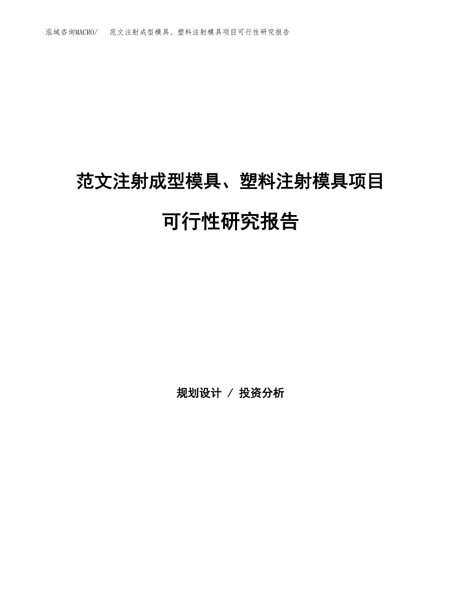 范文注射成型模具、塑料注射模具项目可行性研究报告(立项申请).docx_第1页