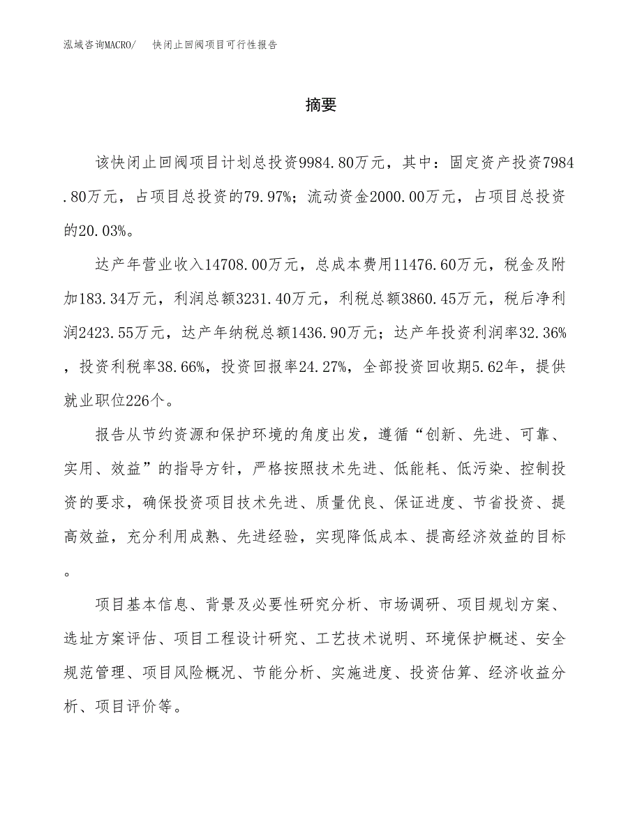 快闭止回阀项目可行性报告范文（总投资10000万元）.docx_第2页