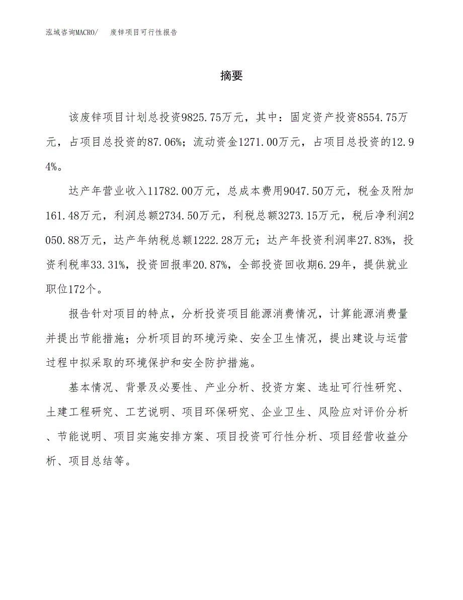 废锌项目可行性报告范文（总投资10000万元）.docx_第2页